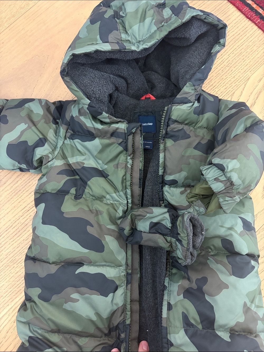 babyGap Camo Puffer Snowsuit - Green Camo 6-12 Months